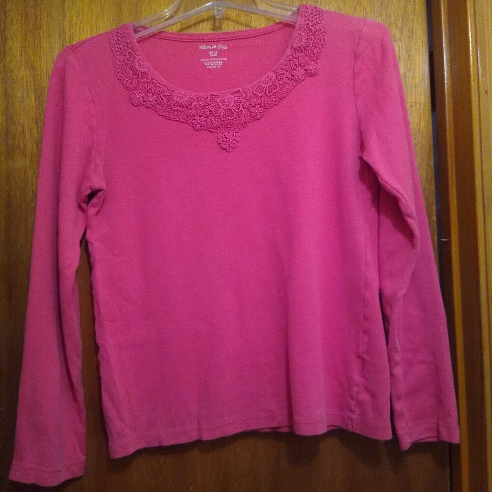 White Stag long sleeve blouse - women's size small, rose pink